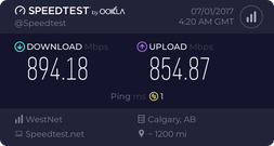 WestNet Calgary wireless — US-based IP address speedtest result
