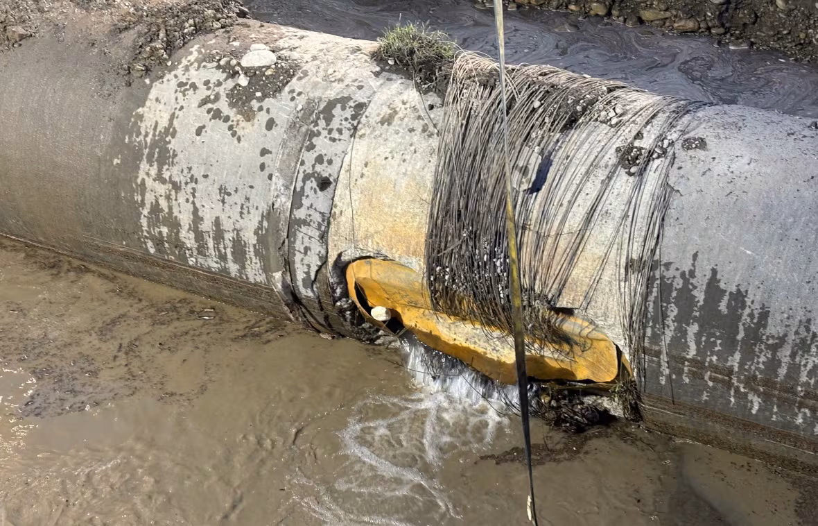 Aerial view of Calgary water main break flooding, June 2024